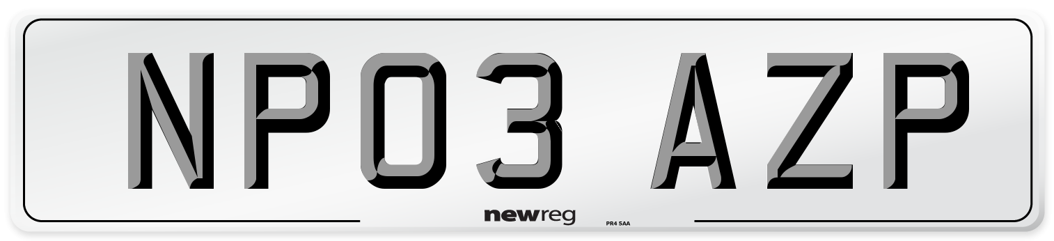 NP03 AZP Number Plate from New Reg